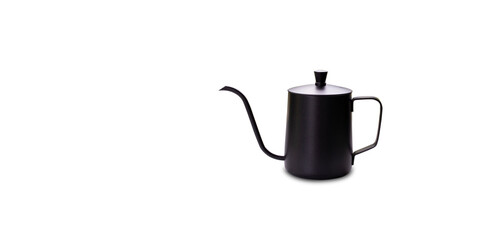Black drip coffee pot isolated on transparent background and PNG file