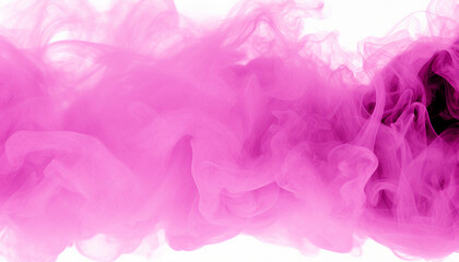 Fototapeta premium Vibrant pink smoke cloud spreading on white background, abstract and dynamic