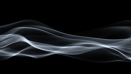 Elegant smoke waves undulating against a dark background, creating a smooth monochromatic flow.