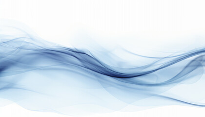 Fluid blue waves of vapor on a clean white background, embodying a serene and airy aesthetic