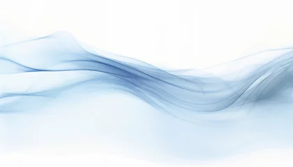 Keuken spatwand met foto Fluid blue waves of vapor on a clean white background, embodying a serene and airy aesthetic © Vagengeim