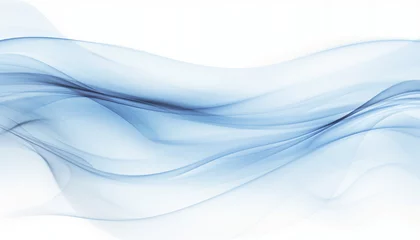 Foto auf Leinwand Fluid blue waves of vapor on a clean white background, embodying a serene and airy aesthetic © Vagengeim
