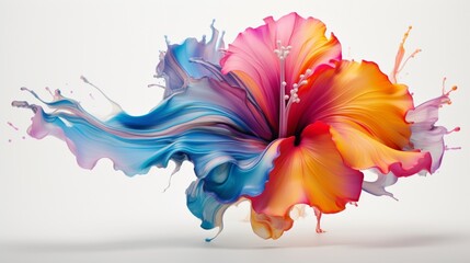  a blooming flower, its vibrant colors contrasting against the pure white background, 