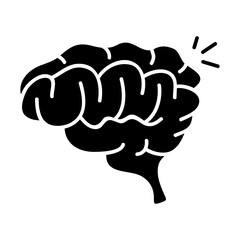 Brain icon in hand-drawn style. The brain is thinking, symbolizing intelligence to solve problems