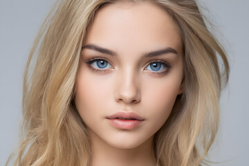 Naklejka premium beautiful close upp portrait of a girl with a tendency of a smile 