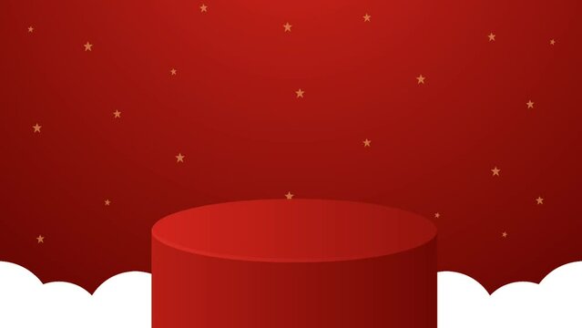 Red  backround podium product animation