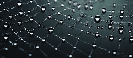 Rain falling on a spider's web. - obrazy, fototapety, plakaty
