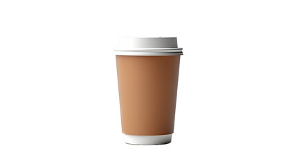 Coffee cup with white lid, perfect for a morning pick-me-up, isolated in the image