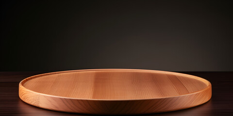 Round wooden plate on table,Dining Table with Natural Wood Plate