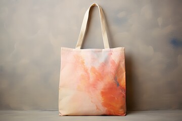 tote bag peach fuzz color on pastel background