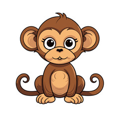 Obraz na płótnie Canvas Cute cartoon monkey with floral ornament. Vector illustration isolated on white background.