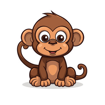 cute cartoon monkey isolated on a white background. vector illustration.