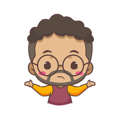 Cute father confused cartoon character. People expression concept design. Isolated background. Vector art illustration.