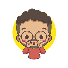 Obraz premium Cute man Shouting out or calling cartoon character. People expression concept design. Isolated background. Vector art illustration.