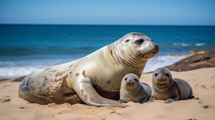 At Pelican Point, mother seals with their babies.