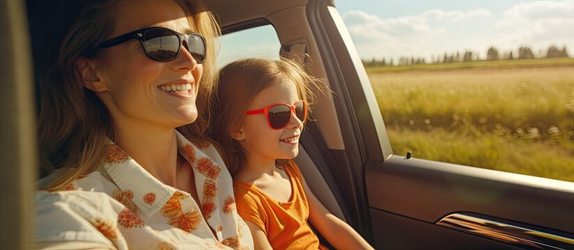 Mother and child travel by car for a happy road trip to a soccer activity, bonding and smiling along the way.