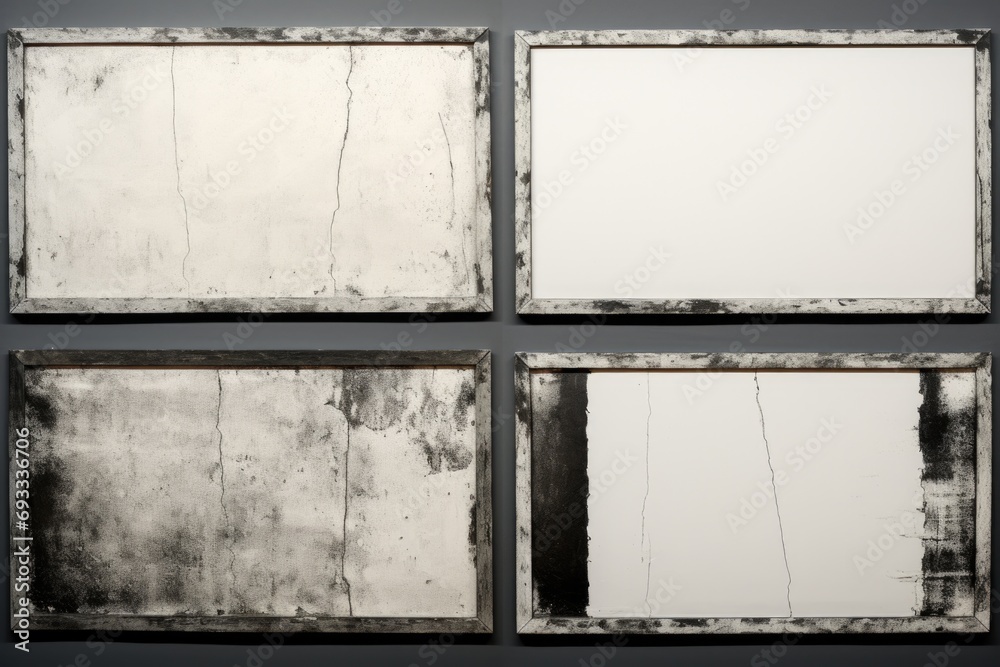 Poster a group of four pictures hanging on a wall. perfect for adding a touch of art to any space