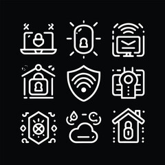 Security Icons Set - Cybersecurity, Data Protection, and Privacy Glyphs Collection - Minimallest Security and Privacy Logo Black and White
