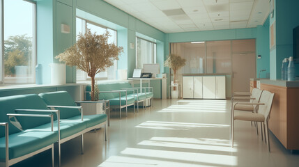 A Cozy Waiting Room in hospital or administration building - obrazy, fototapety, plakaty