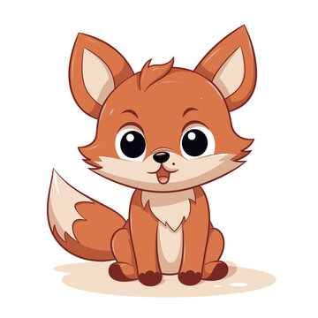 Cute cartoon fox with floral ornament. Vector illustration for your design