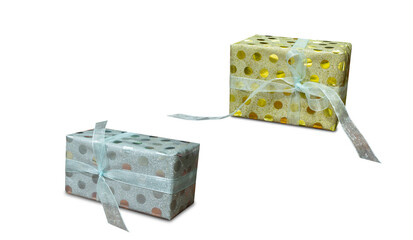 silver and gold gifts isolated on transparent background and PNG file