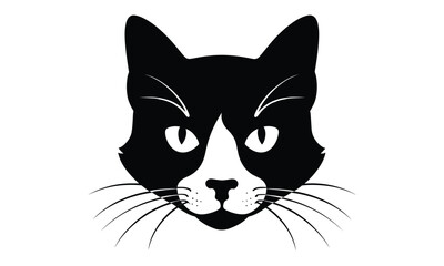 Cat face vector black silhouette design for T.Shirt