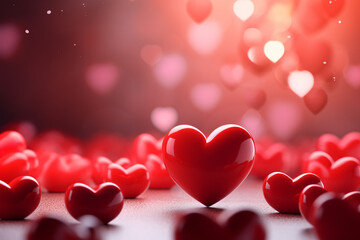 3D rendering of a romantic red love hearts on relationship background