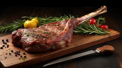 Fresh steak on old board UHD wallpaper