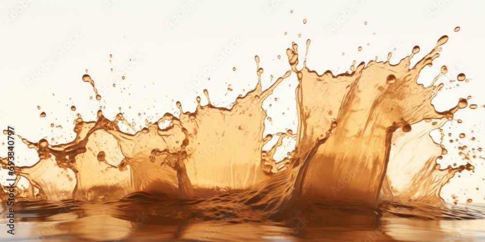 Poster a captivating image of a splash of water on top of a body of water. perfect for illustrating the bea