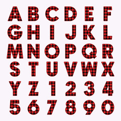 Christmas decoration alphabet illustration, Buffalo Plaid, Leopard, Cheetah, pink. green, red