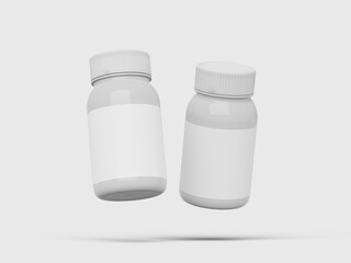 White Blank Pill Bottle 3D Rendered Mockup for Medicine Bottle Container
