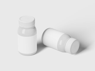 High Level White Blank Plastic Bottle 3D Mockup for Medicine Bottle