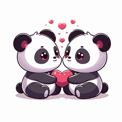 pandas with heart  for Valentine´s Day