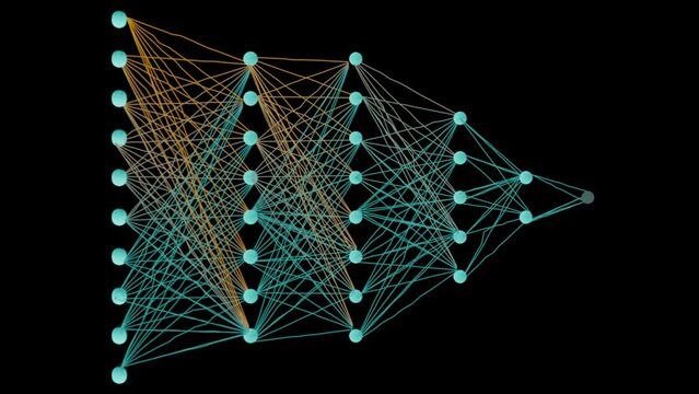 Ai Neural Network Concept. Chatbot, Artificial Intelligence, Deep Learning, Machine Learning Large Language Model Visualization, and final rogue node close-up.