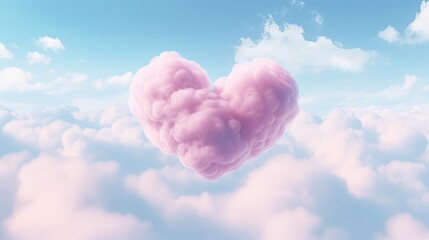 A heart-shaped cloud floating in the sky. Perfect for romantic concepts or expressing love and affection. - obrazy, fototapety, plakaty