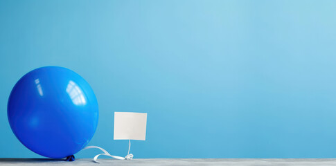 Blue balloon on blue background, Blue Monday concept, Generative Ai
