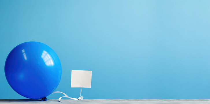Blue balloon on blue background, Blue Monday concept, Generative Ai