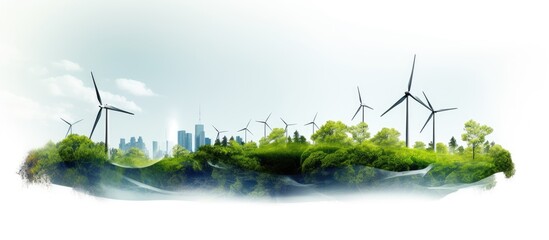 Renewable energy from wind turbines.