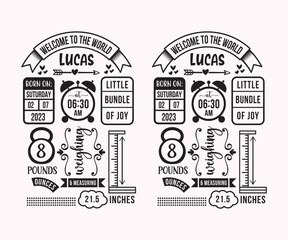 Baby Birth Stats Announcement Template Illustration