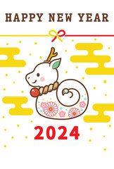 2024年辰年の可愛いデザインの年賀状