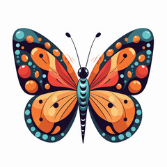 Colorful butterfly isolated on white background. Hand drawn vector illustration.