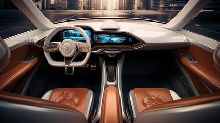 Modern and comfortable luxury car interior.