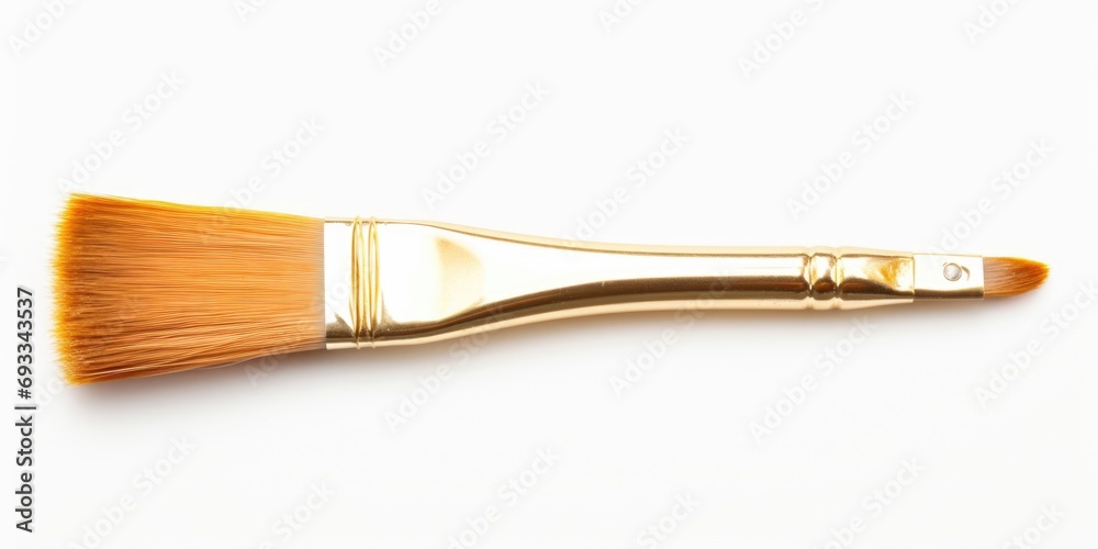 Aufkleber Close up view of a paint brush on a white surface. Ideal for artistic projects and creative concepts