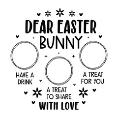 Dear Easter Bunny Tray Illustration for print and cut on wood - obrazy, fototapety, plakaty