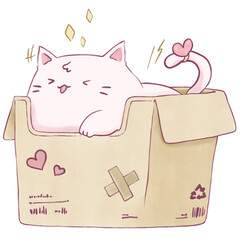 Valentine Cat Smile in The Shipping Paper Box