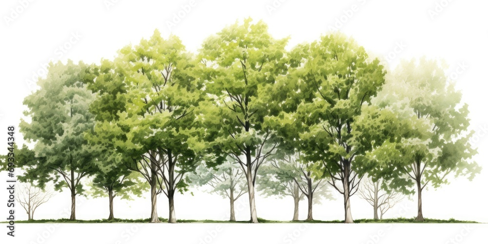 Poster a picture of a group of trees standing in the grass. suitable for nature-themed projects and outdoor