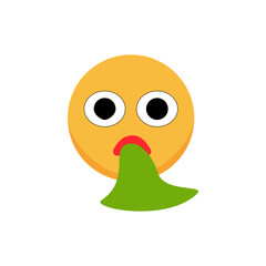 Smiley is feeling sick. Cartoon emoji. Flat vector