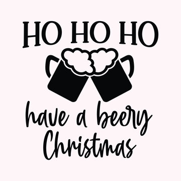 Ho ho ho have a beery christmas, Holiday Coaster Tumbler Illustration Christmas