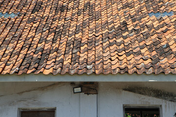 texture, pattern or arrangement of red clay rooftile