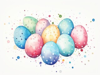 Fototapeta na wymiar Easter eggs. Watercolor hand drawn illustration isolated on white background. Generative AI